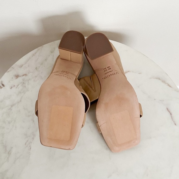 VINCE Nessia Block Heel Leather Sandals in Cappuccino Size 8.5 - Picture 9 of 10